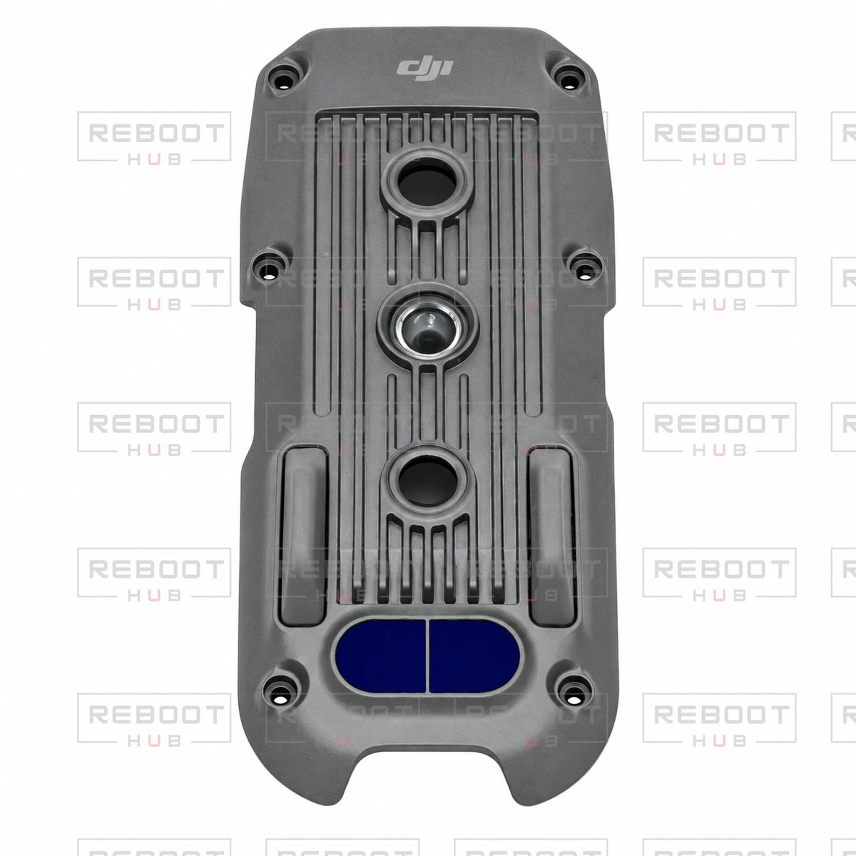 OEM-pulled DJI Air 2 Bottom Shell on white with Reboot Hub watermark overlay — view 1