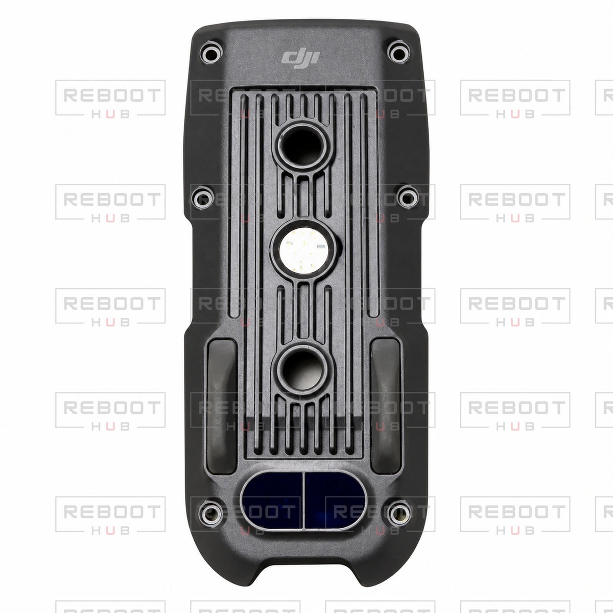 OEM-pulled DJI Air 2 Bottom Shell on white with Reboot Hub watermark overlay — view 2