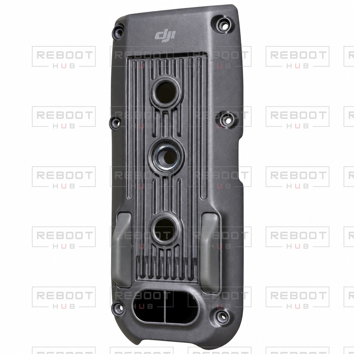 OEM-pulled DJI Air 2 Bottom Shell on white with Reboot Hub watermark overlay — view 3