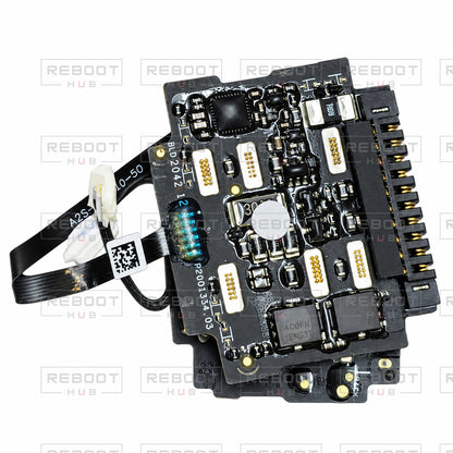 OEM-pulled DJI Air 2S Battery Motherboard on white with Reboot Hub watermark overlay — view 4