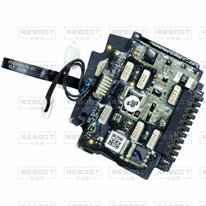 OEM-pulled DJI Air 2S Battery Motherboard on white with Reboot Hub watermark overlay — view 6
