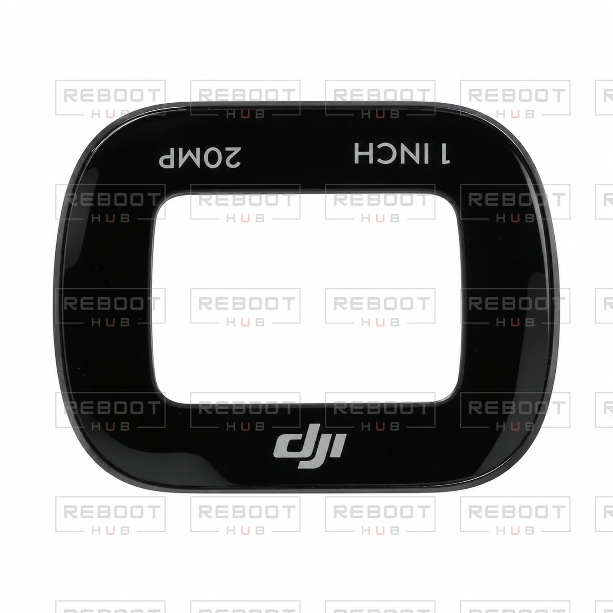 OEM-pulled DJI Air 2S Gimbal Camera Lens Glass on white with Reboot Hub watermark overlay — view 3