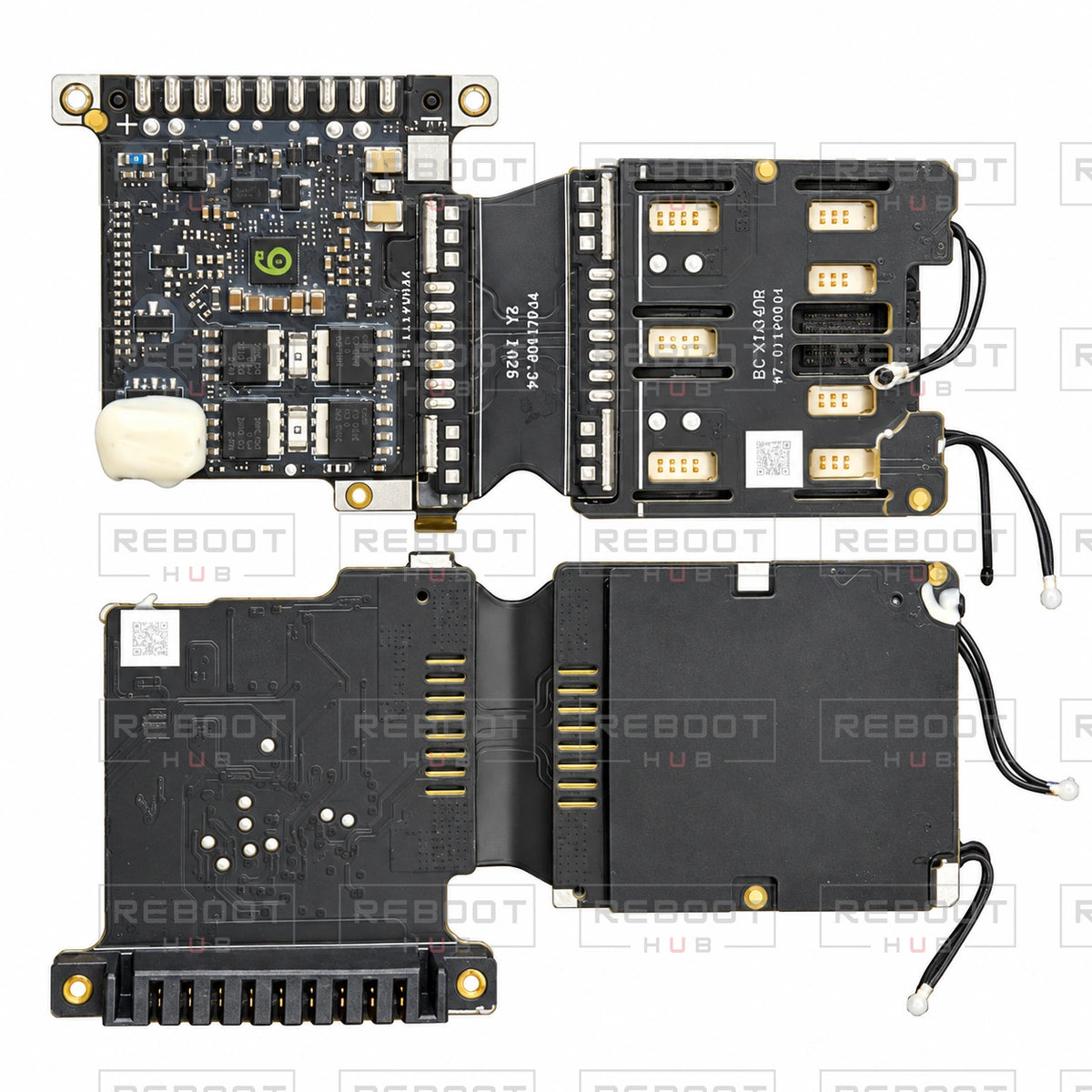 OEM-pulled DJI Air 3 Battery Motherboard on white with Reboot Hub watermark overlay — view 3