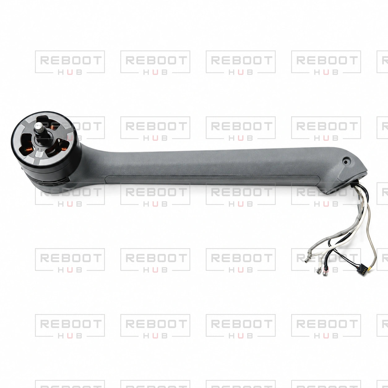 OEM-pulled DJI Air 3 Rear Arm Left with Reboot Hub watermark overlay