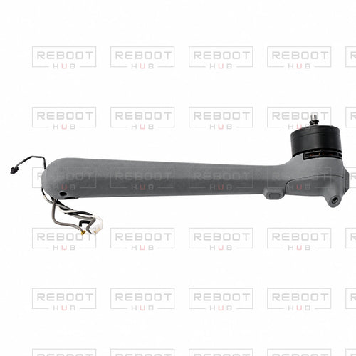 OEM-pulled DJI Air 3 Rear Arm Shell with Faulty Motor Right on white with Reboot Hub watermark overlay