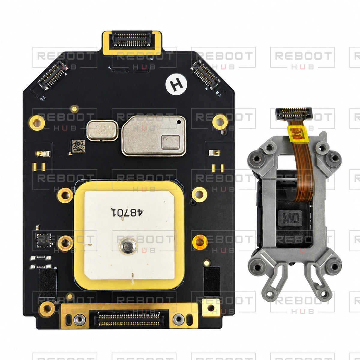 OEM-pulled DJI Air 3S GPS and IMU Board on white with Reboot Hub watermark overlay