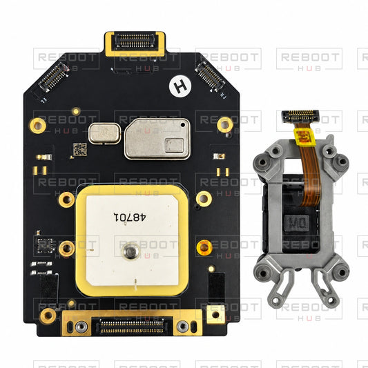 OEM-pulled DJI Air 3S GPS and IMU Board on white with Reboot Hub watermark overlay
