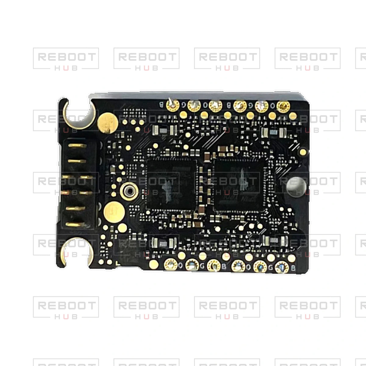 OEM-pulled DJI Avata 2 ESC Board on white with Reboot Hub watermark overlay — view 1