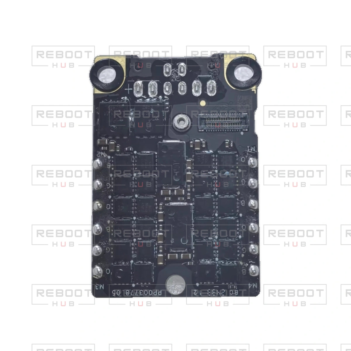 OEM-pulled DJI Avata 2 ESC Board on white with Reboot Hub watermark overlay — view 2