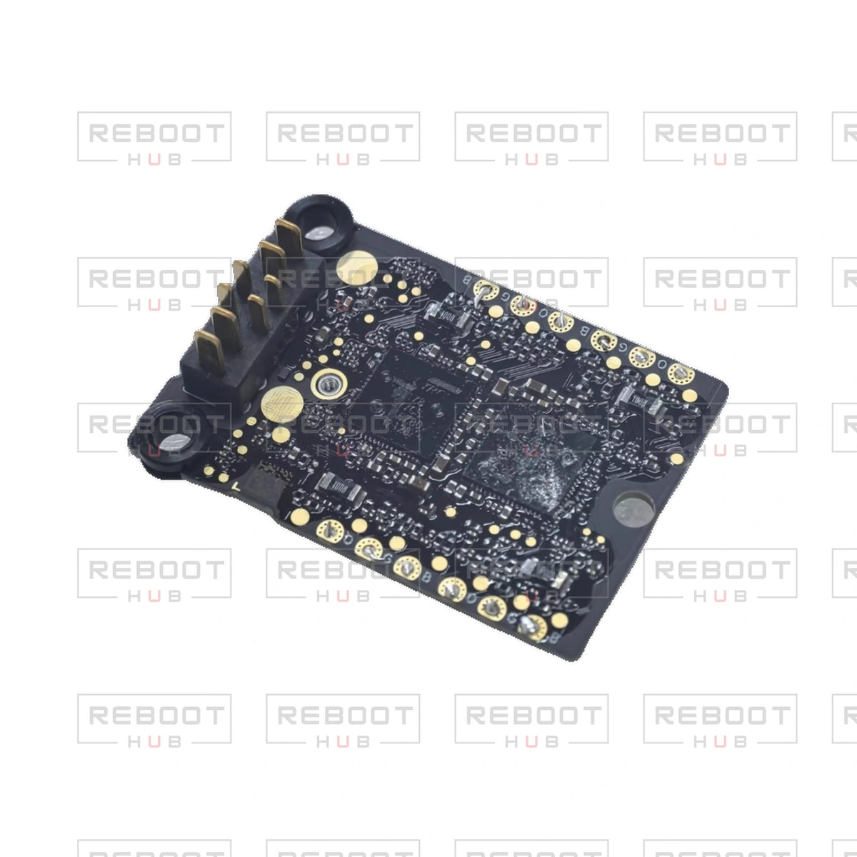 OEM-pulled DJI Avata 2 ESC Board on white with Reboot Hub watermark overlay — view 3