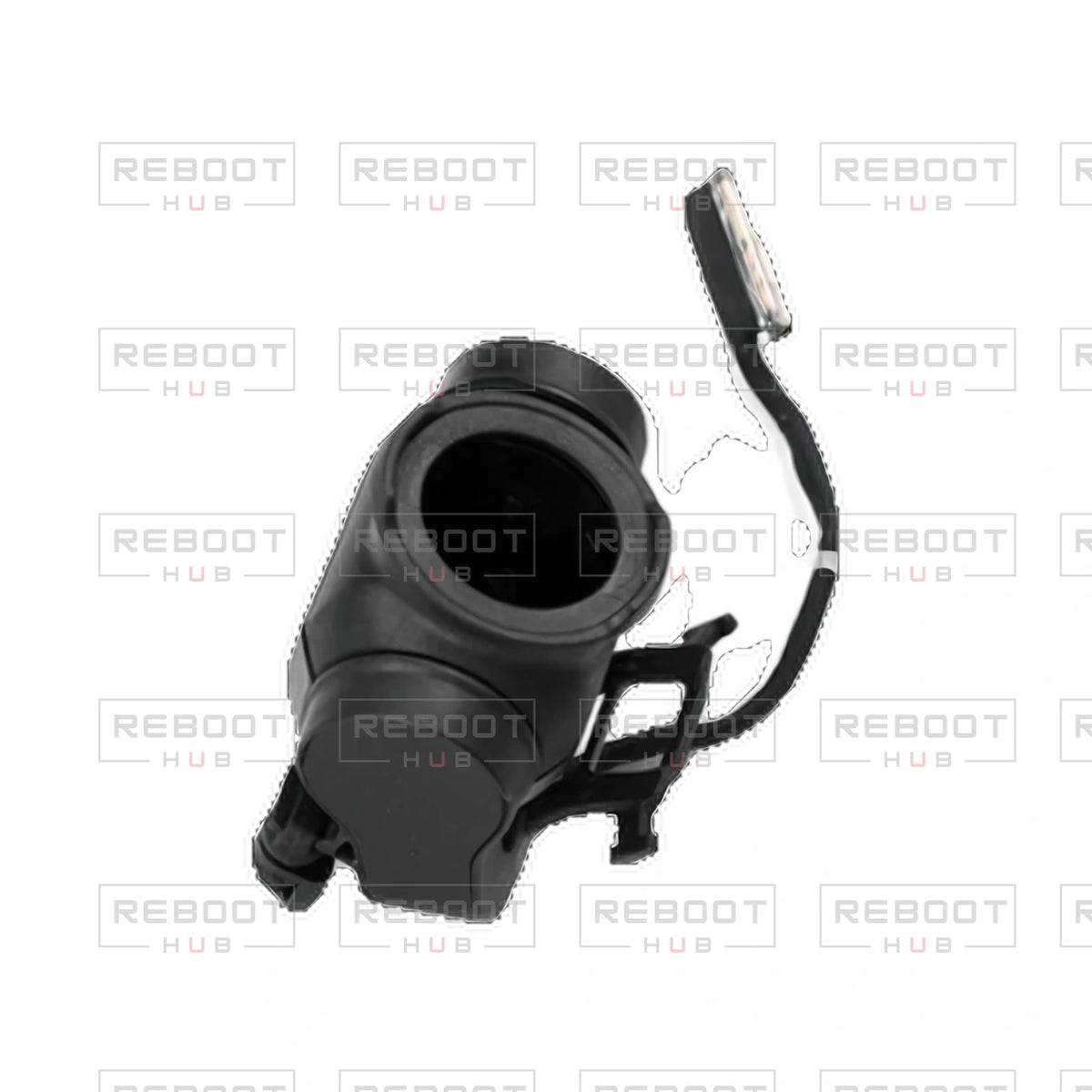 OEM-pulled DJI Avata 2 Gimbal Axis Arm Assembly without Camera Lens Core on white with Reboot Hub watermark overlay — view 1