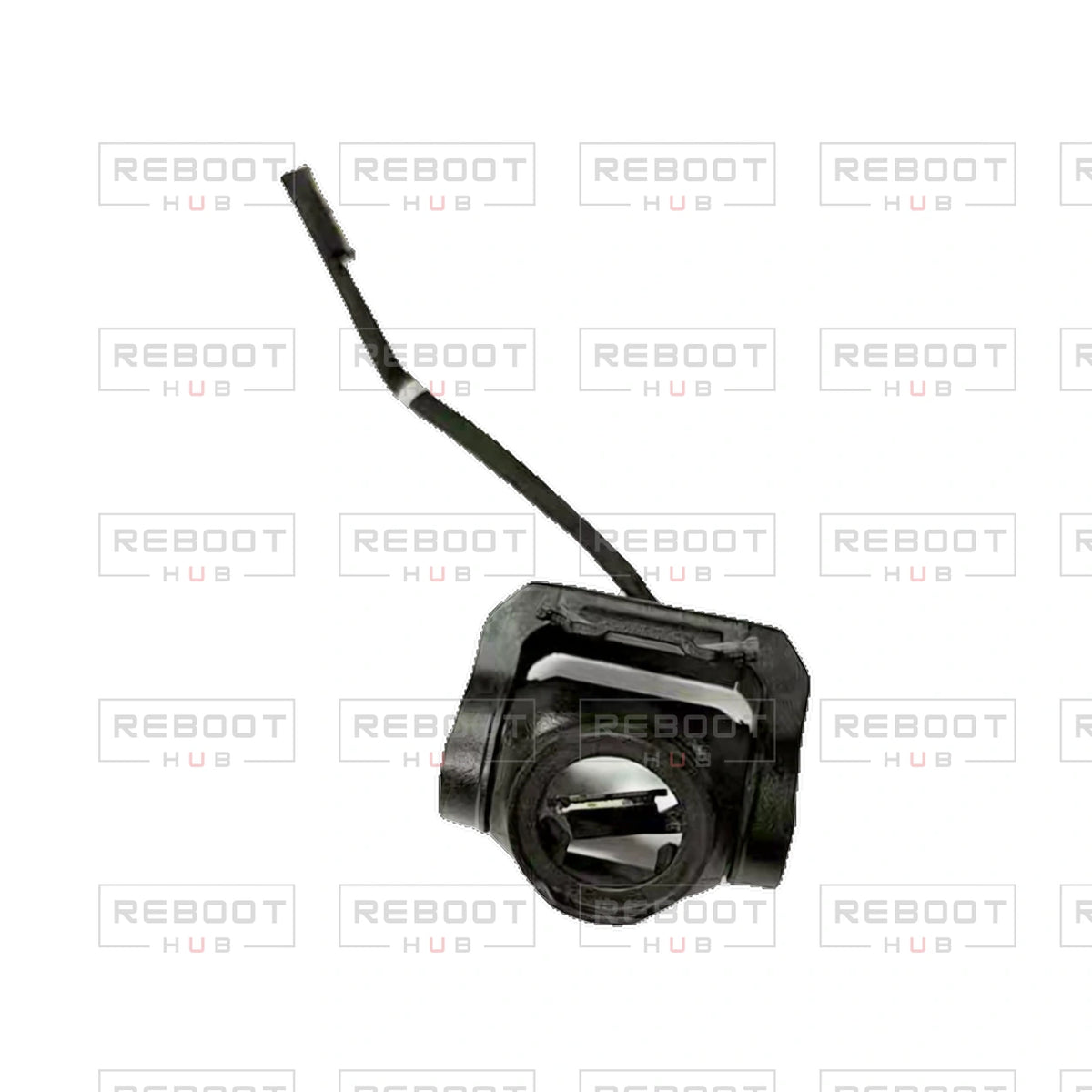 OEM-pulled DJI Avata 2 Gimbal Axis Arm Assembly without Camera Lens Core on white with Reboot Hub watermark overlay — view 2