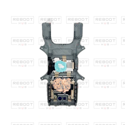 OEM-pulled DJI Avata 360 Bottom Shell with Accessories on white with Reboot Hub watermark overlay — view 3