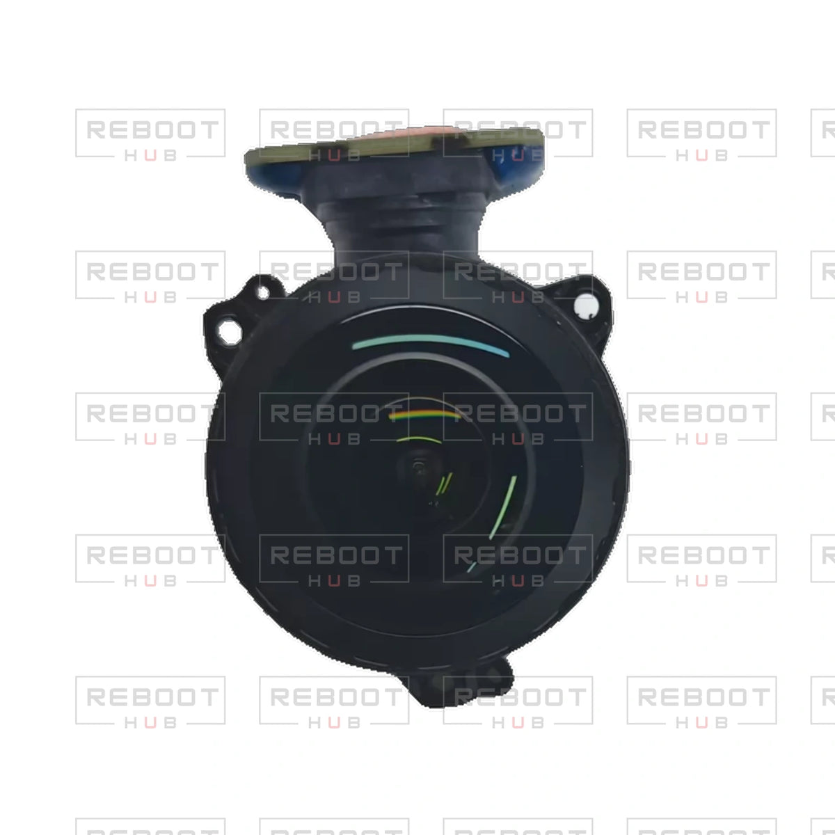 OEM-pulled DJI Avata 360 Camera Lens Module on white with Reboot Hub watermark overlay — view 1