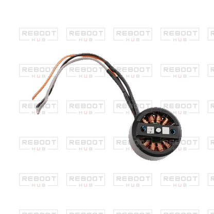 OEM-pulled DJI Avata 360 Front Arm Motor Left on white with Reboot Hub watermark overlay — view 2