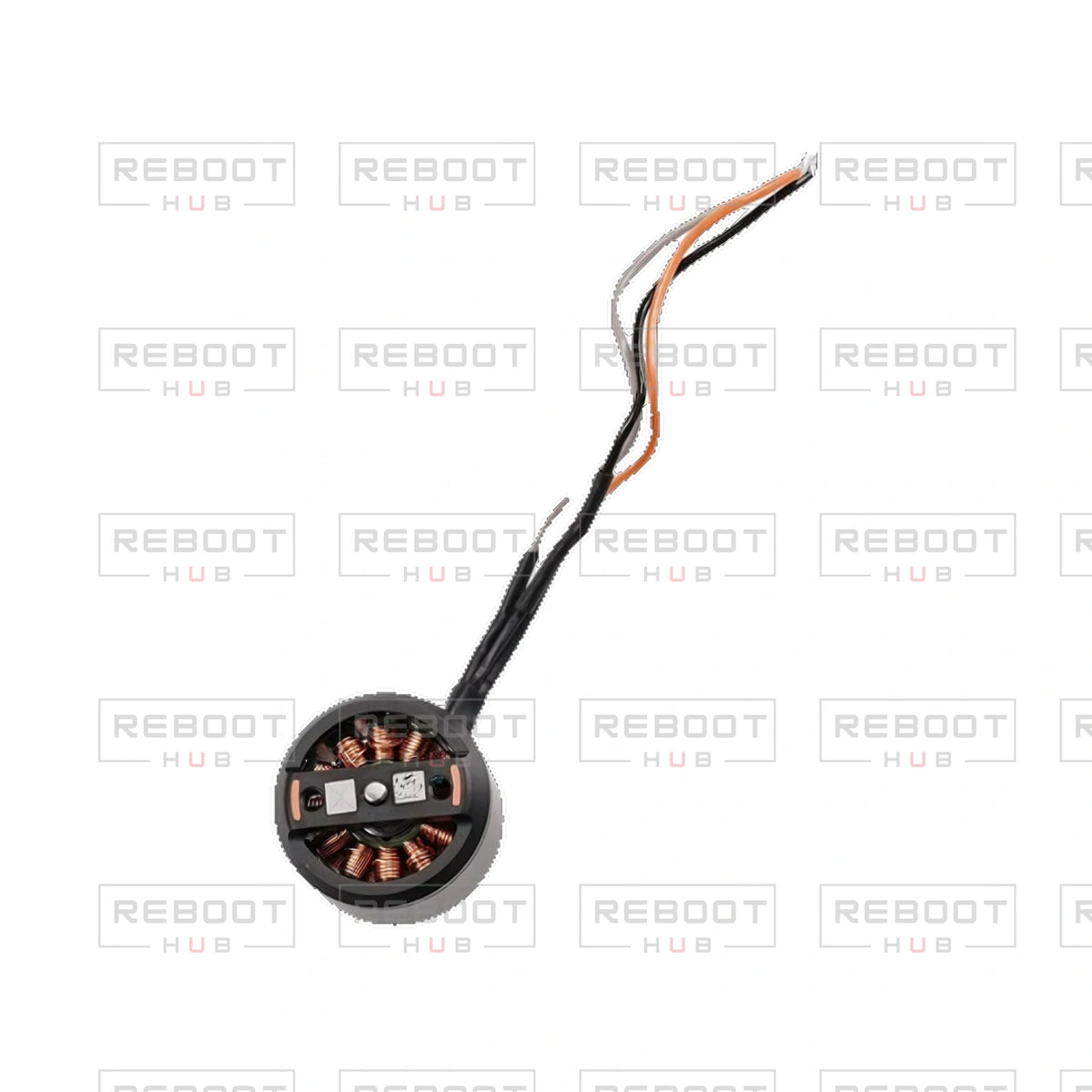 OEM-pulled DJI Avata 360 Front Arm Motor Right on white with Reboot Hub watermark overlay — view 2