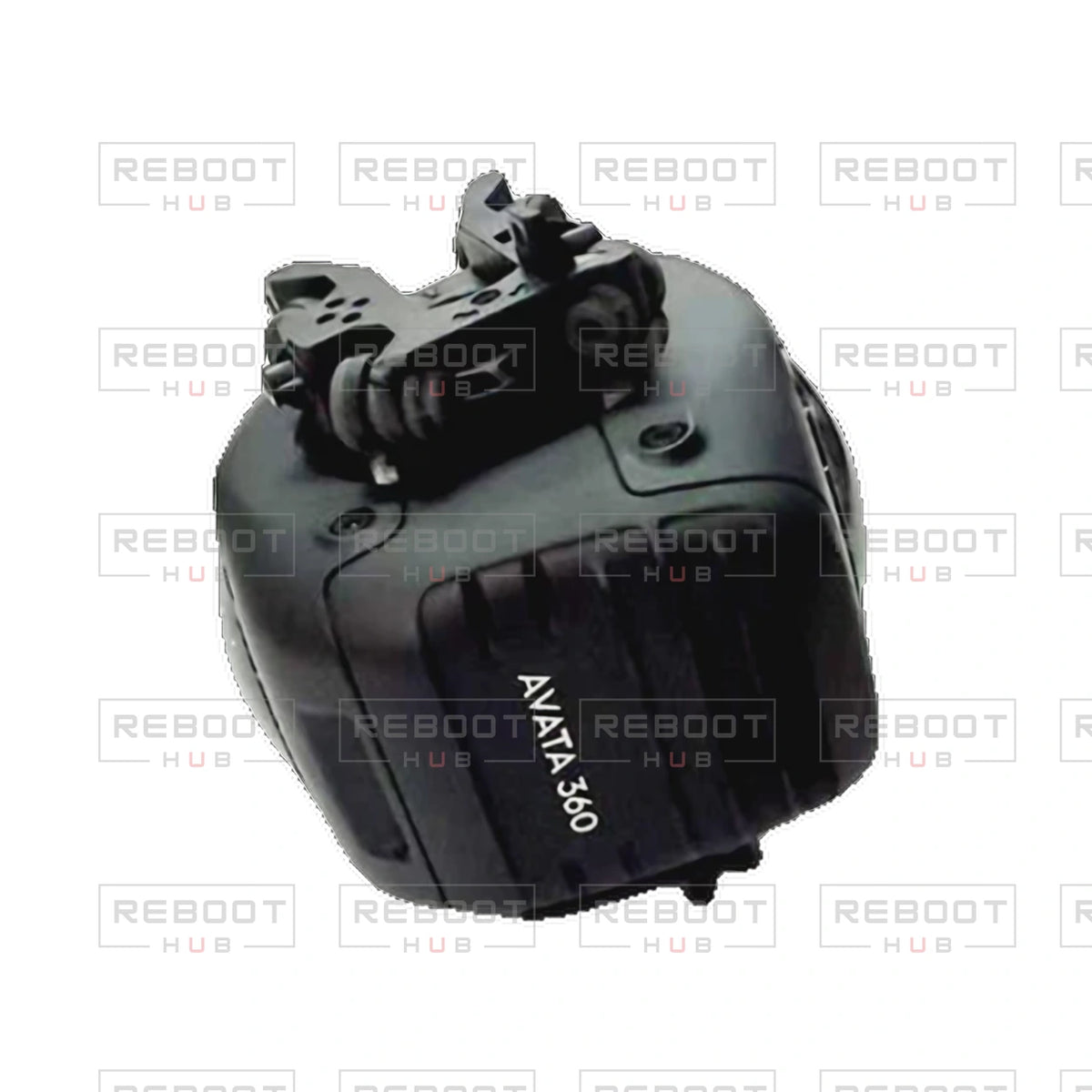 OEM-pulled DJI Avata 360 Gimbal Assembly on white with Reboot Hub watermark overlay — view 2