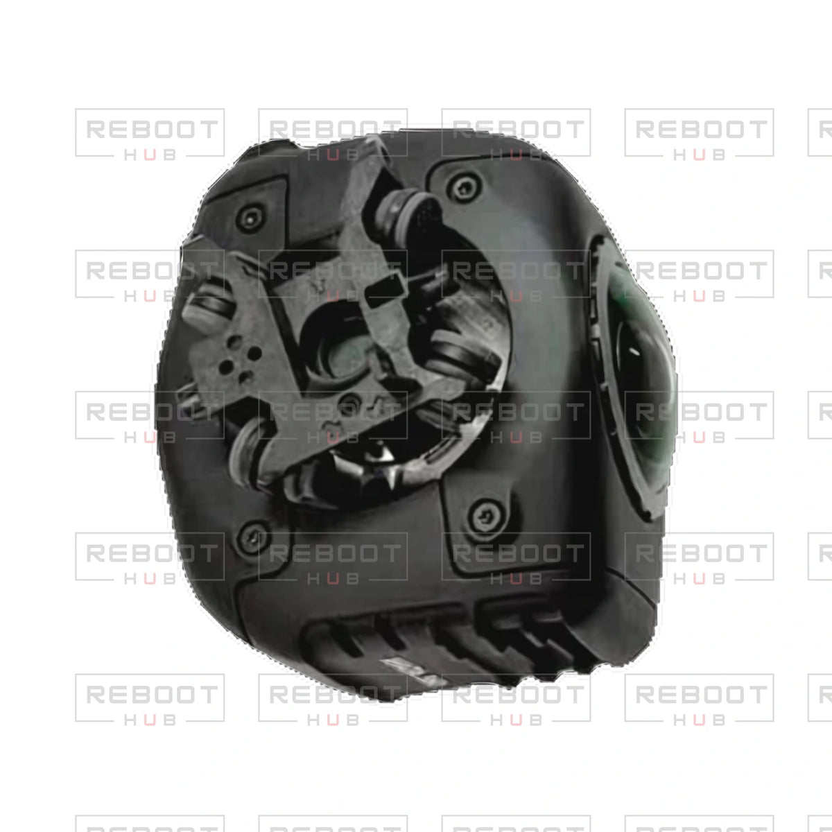 OEM-pulled DJI Avata 360 Gimbal Assembly on white with Reboot Hub watermark overlay — view 3