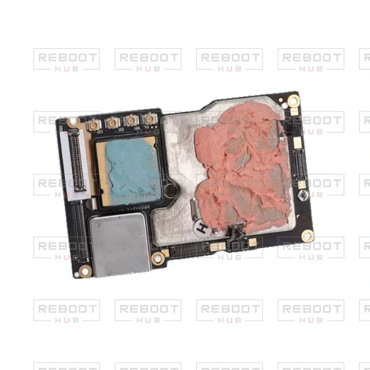 OEM-pulled DJI Avata 360 Motherboard on white with Reboot Hub watermark overlay — view 5