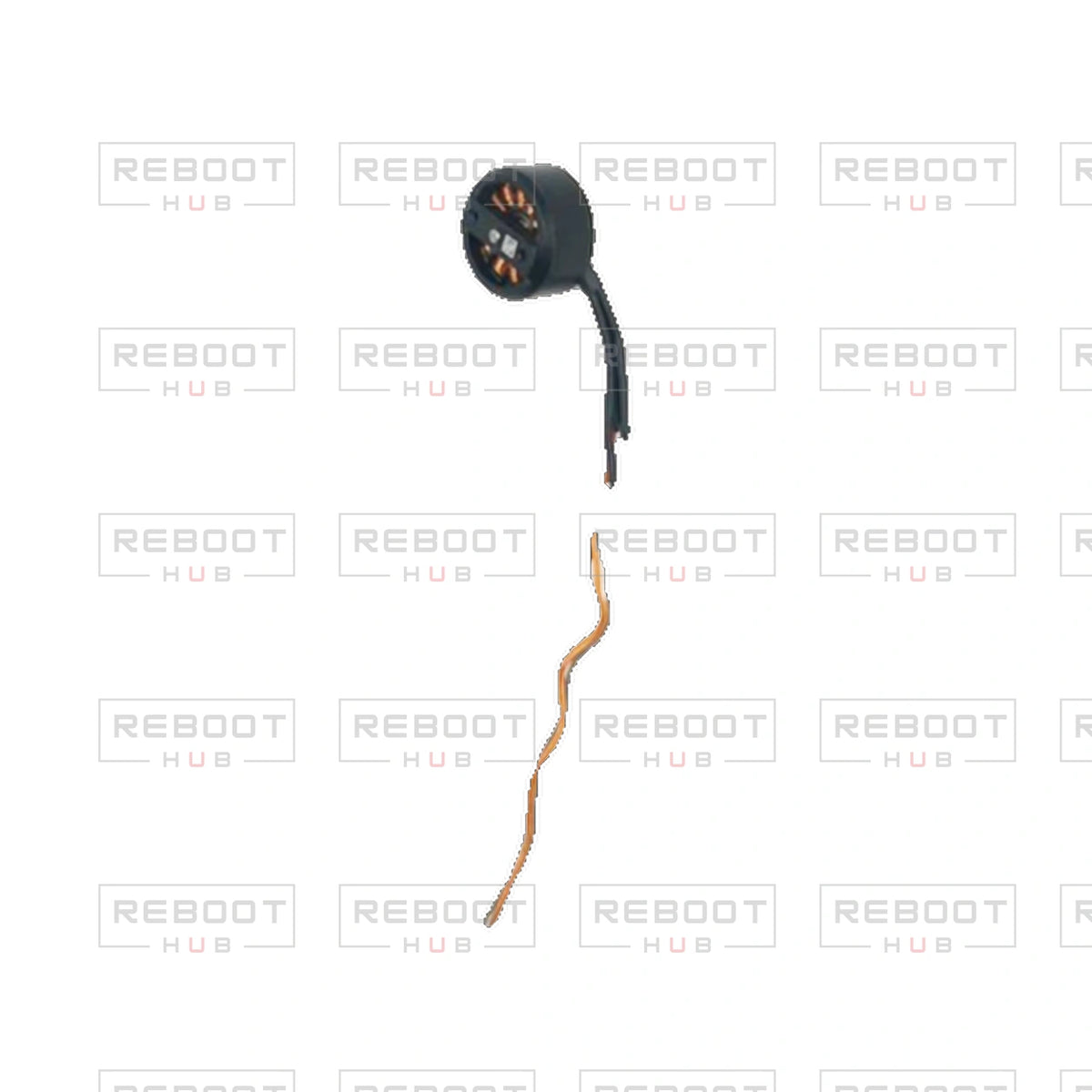 OEM-pulled DJI Avata 360 Rear Arm Motor Right on white with Reboot Hub watermark overlay — view 1