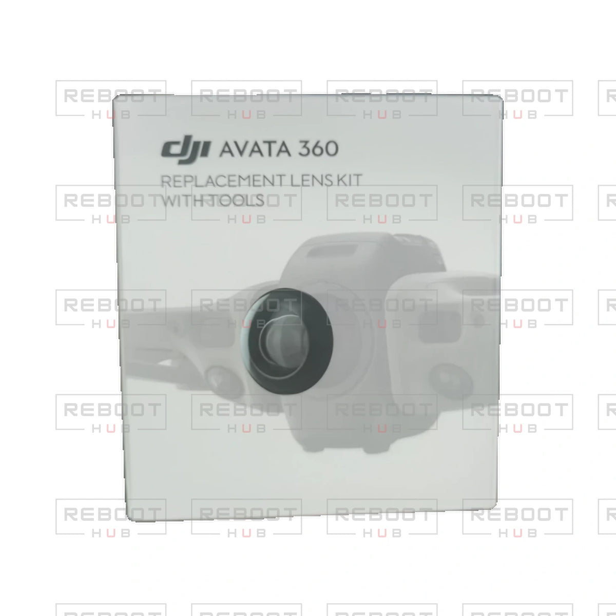 OEM-pulled DJI Avata 360 Replacement Lens Kit on white with Reboot Hub watermark overlay — view 1