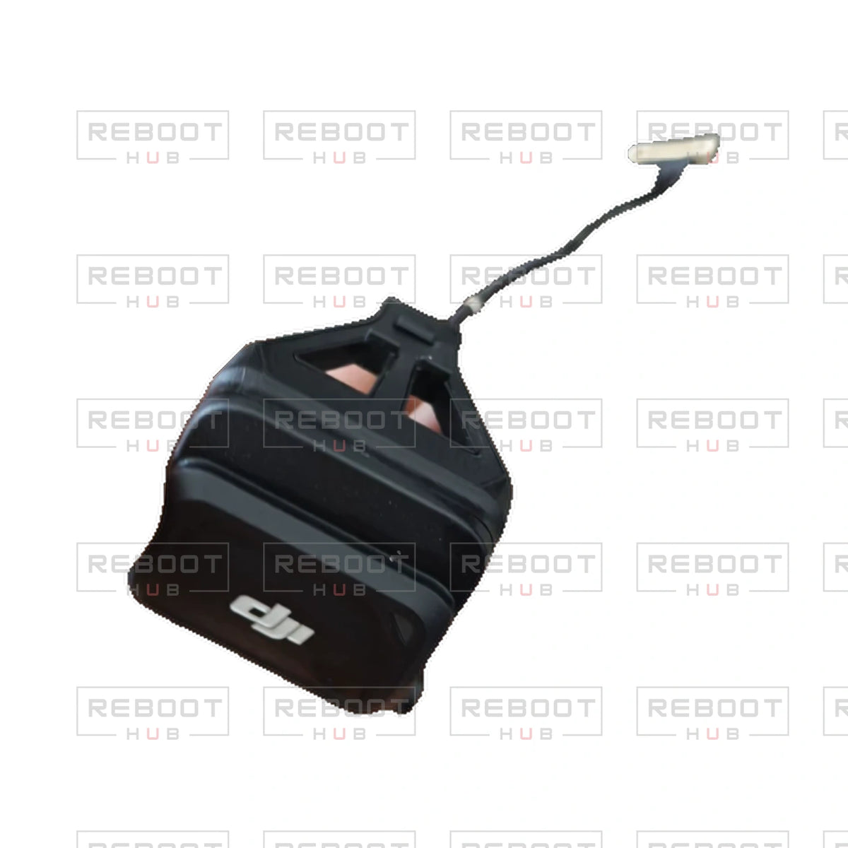 OEM-pulled DJI Avata GPS Module on white with Reboot Hub watermark overlay — view 2