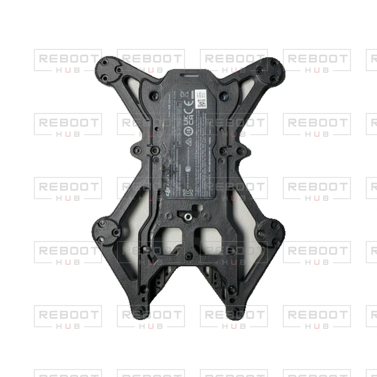 OEM-pulled DJI Avata Middle Frame on white with Reboot Hub watermark overlay — view 4