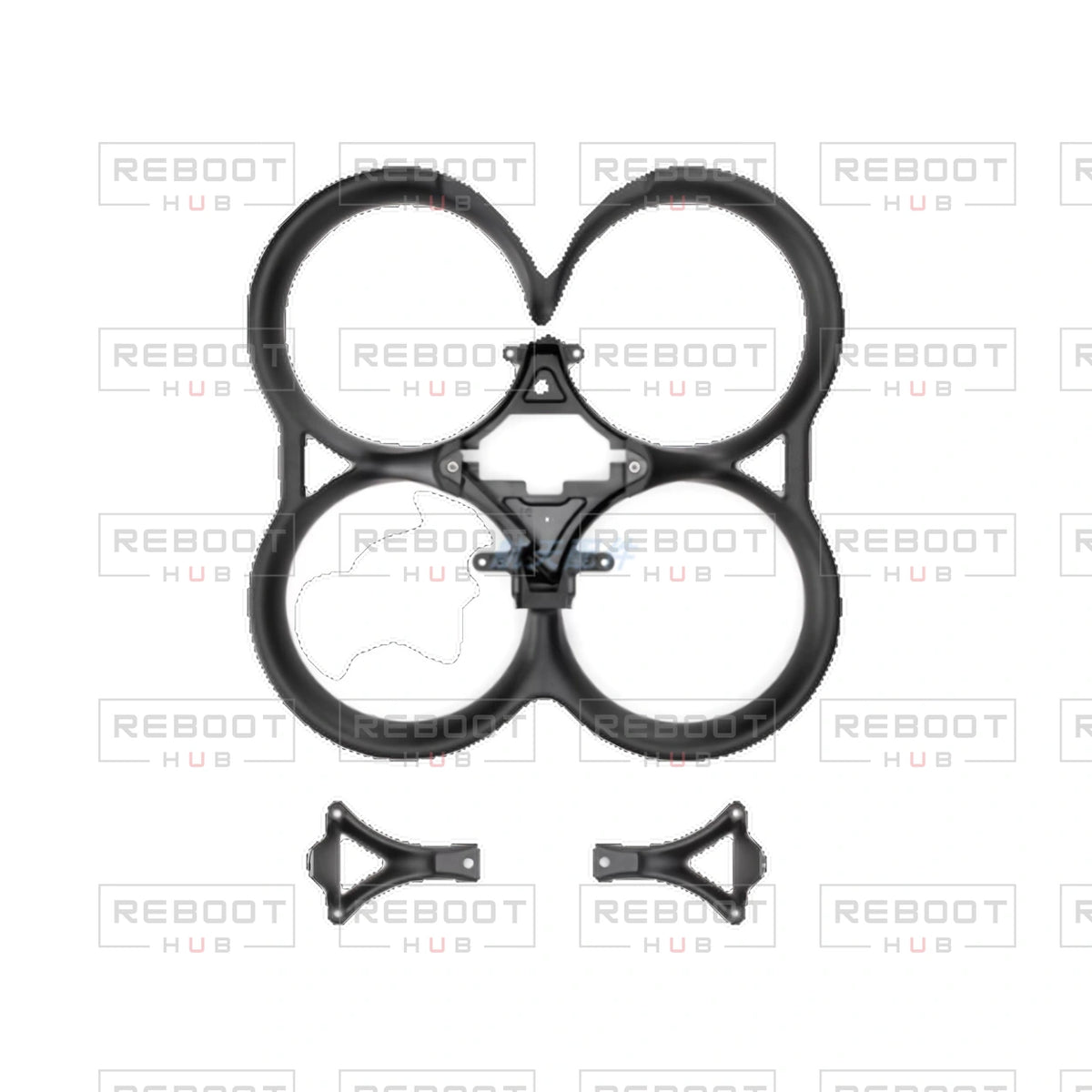 OEM-pulled DJI Avata Propeller Guard without Cover Plates or Screws on white with Reboot Hub watermark overlay — view 1