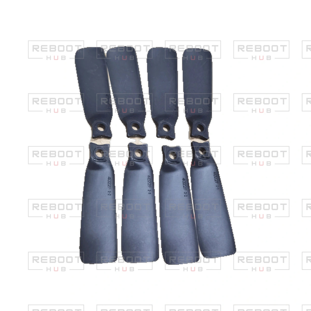 OEM-pulled DJI Flip 4022F Propeller Set (8 Pieces) on white with Reboot Hub watermark overlay — view 1