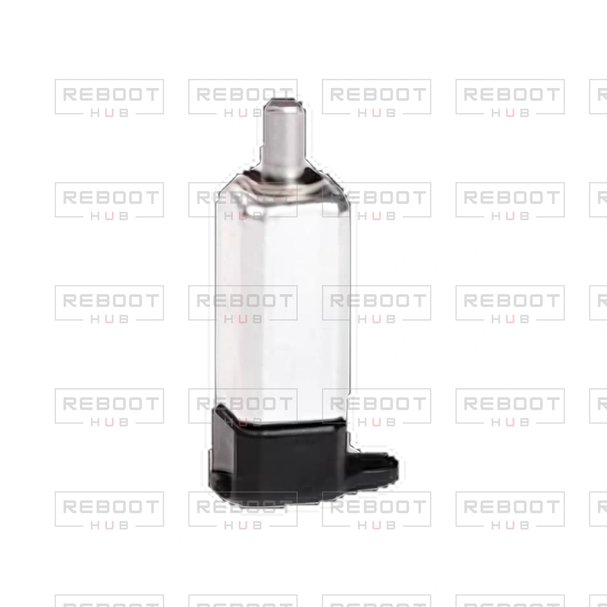 OEM-pulled DJI Flip Arm Hinge Axis on white with Reboot Hub watermark overlay — view 1
