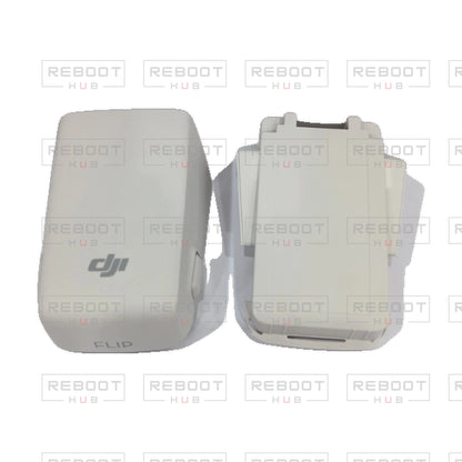 OEM-pulled DJI Flip Battery Shell on white with Reboot Hub watermark overlay — view 2