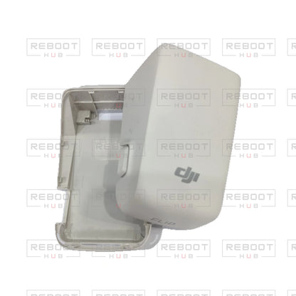 OEM-pulled DJI Flip Battery Shell on white with Reboot Hub watermark overlay — view 4