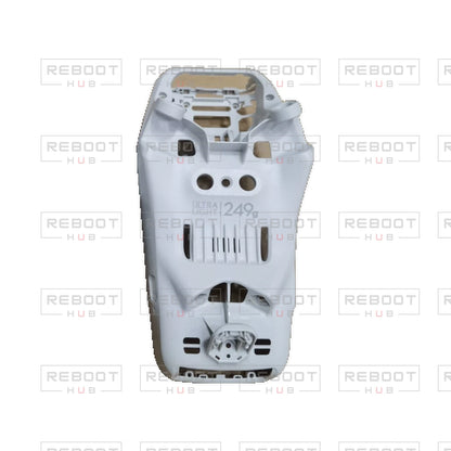 OEM-pulled DJI Flip Bottom Shell without Rubber Feet on white with Reboot Hub watermark overlay — view 2