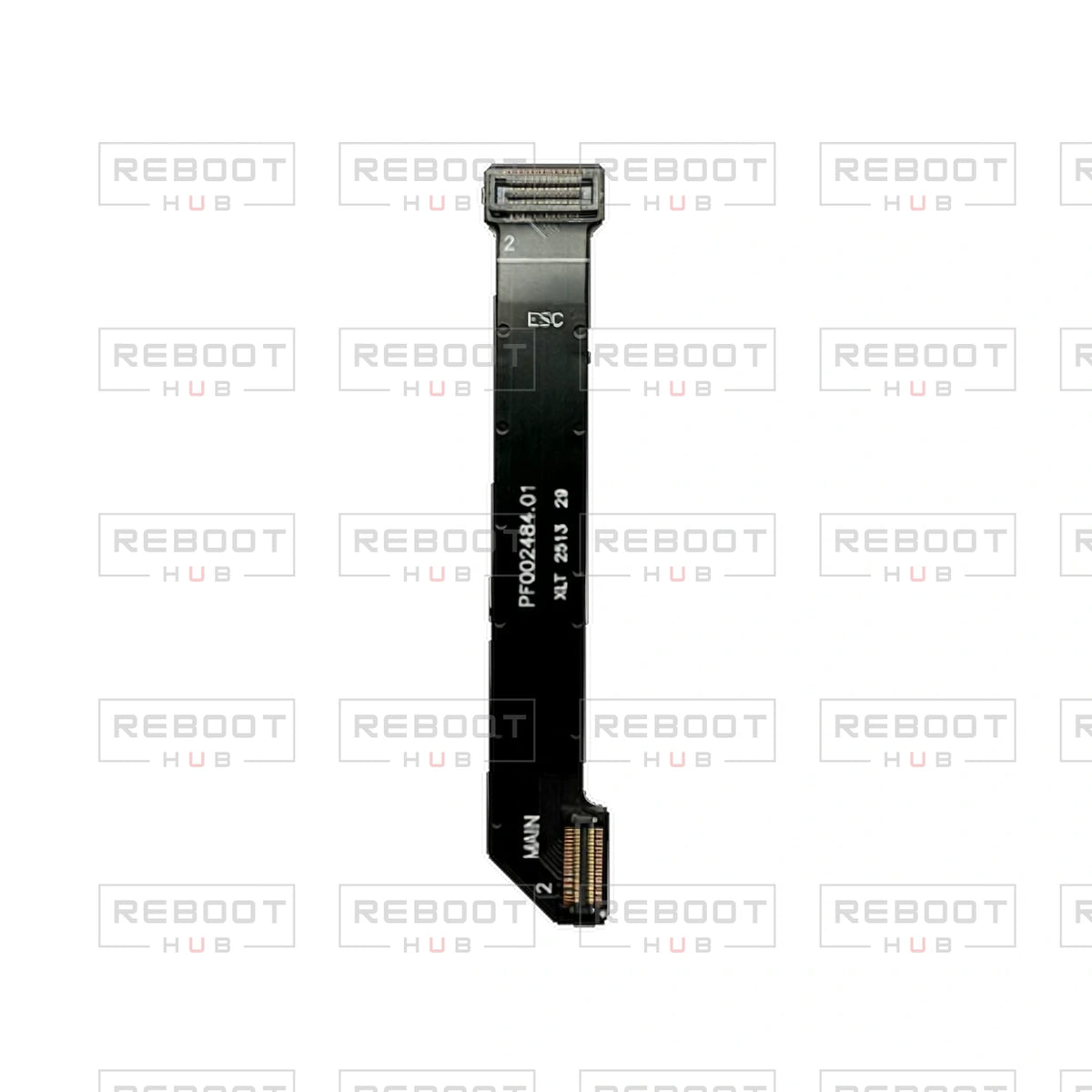 OEM-pulled DJI Flip ESC Flexible Flat Cable on white with Reboot Hub watermark overlay — view 2