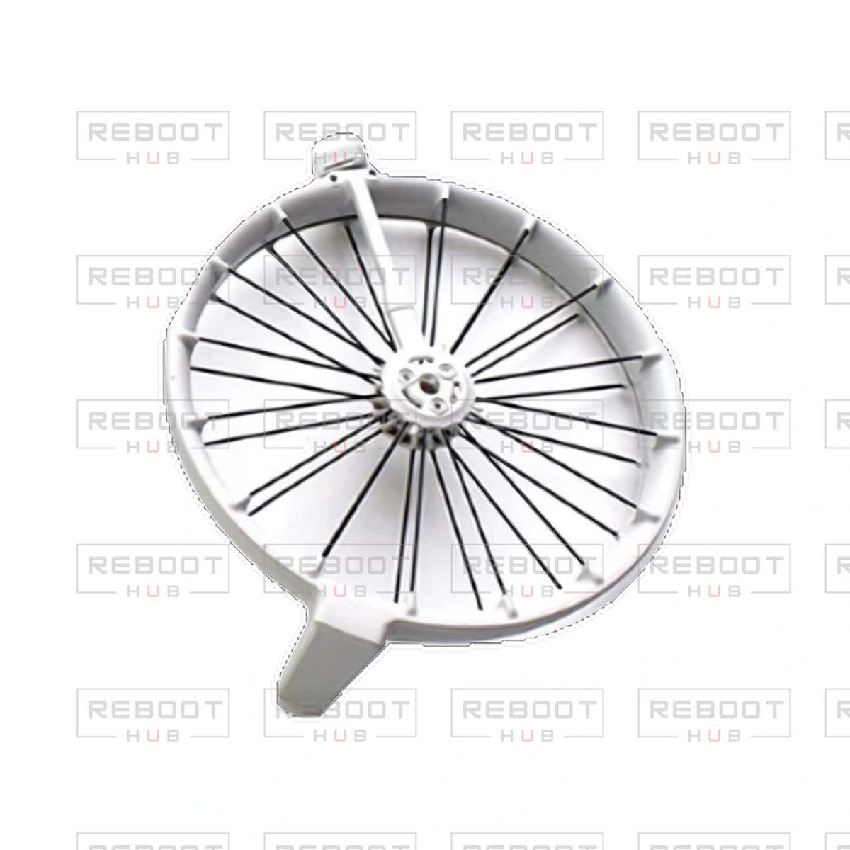 OEM-pulled DJI Flip Front Propeller Guard Left on white with Reboot Hub watermark overlay — view 1
