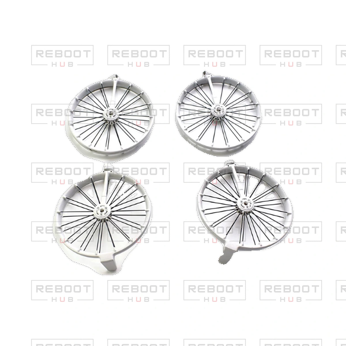 OEM-pulled DJI Flip Front Propeller Guard Set on white with Reboot Hub watermark overlay — view 1
