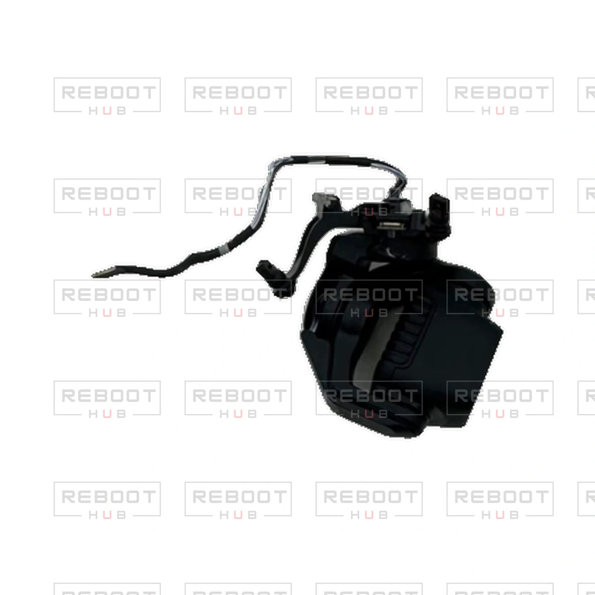 OEM-pulled DJI Flip Gimbal Axis Arm on white with Reboot Hub watermark overlay — view 1