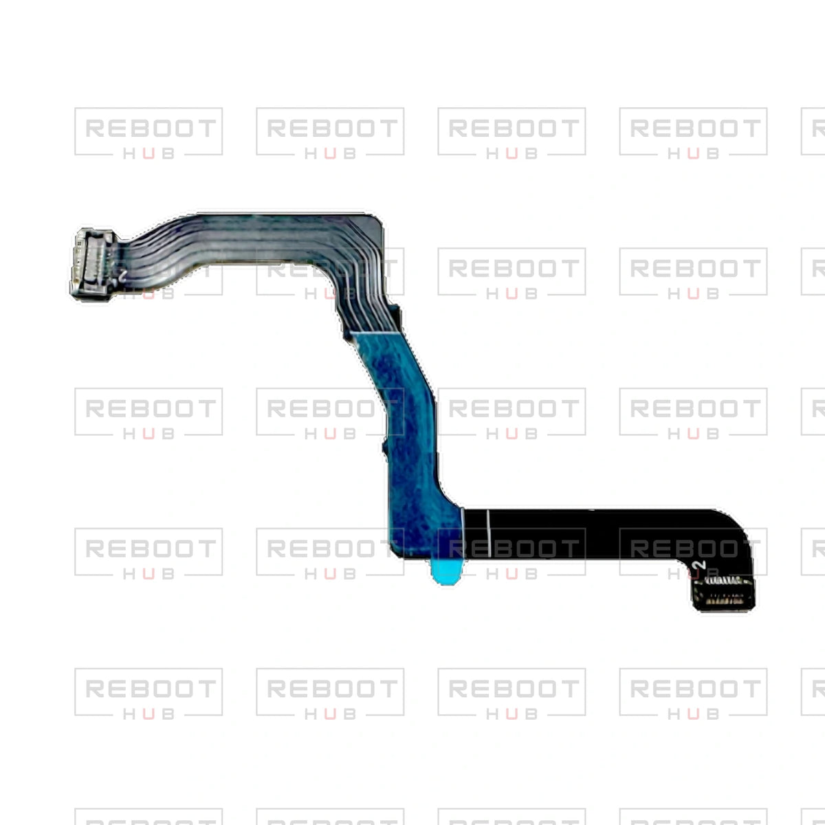 OEM-pulled DJI Flip Gimbal Flexible Flat Cable on white with Reboot Hub watermark overlay — view 3