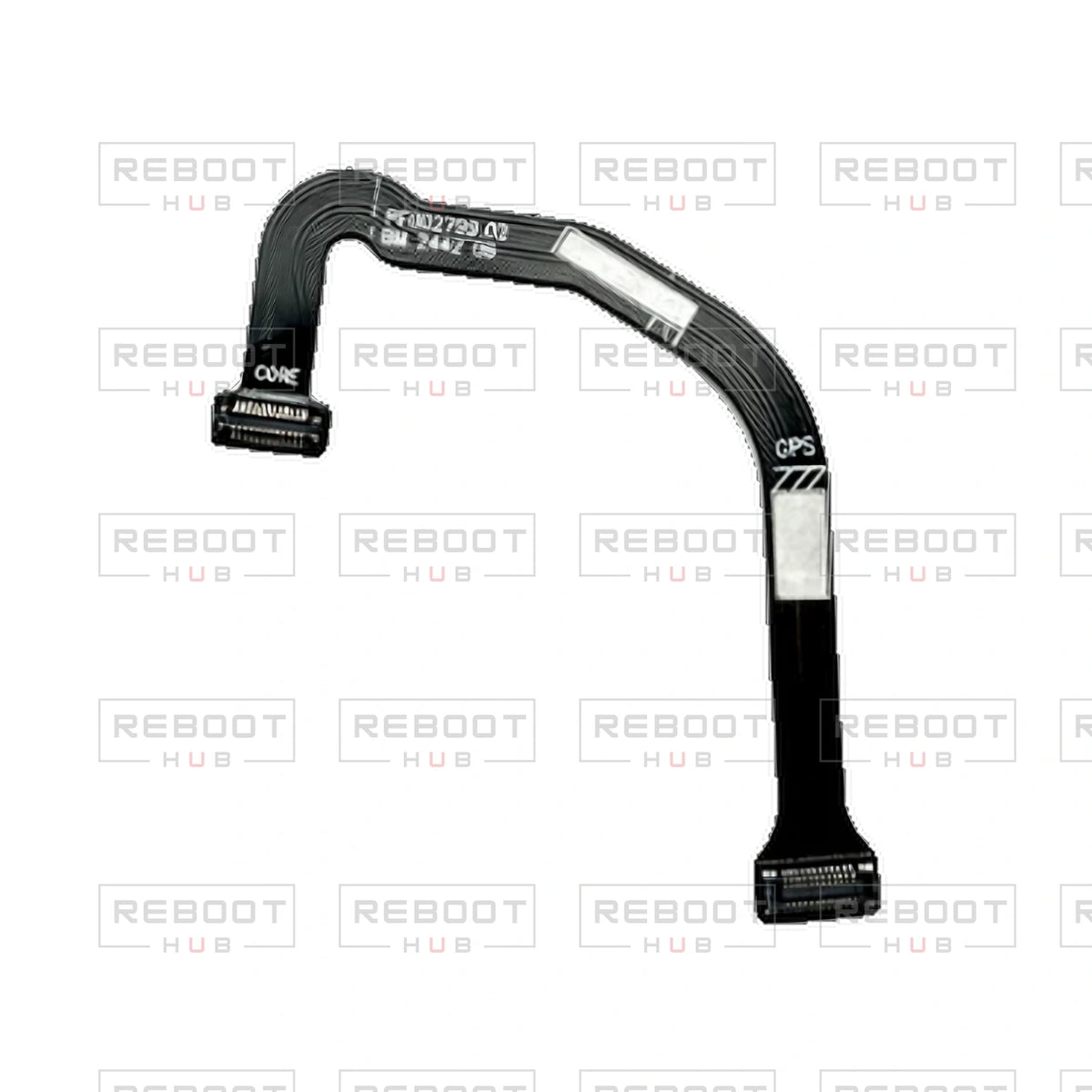 OEM-pulled DJI Flip GPS Flexible Flat Cable on white with Reboot Hub watermark overlay — view 3