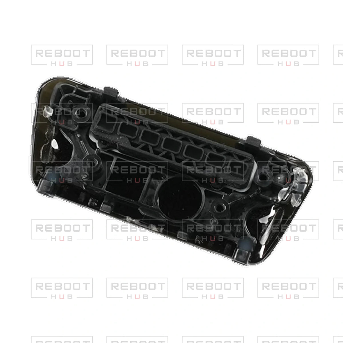 OEM-pulled DJI Flip LiDAR Front Cover on white with Reboot Hub watermark overlay — view 3