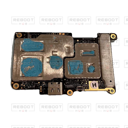 OEM-pulled DJI Flip Motherboard on white with Reboot Hub watermark overlay — view 1