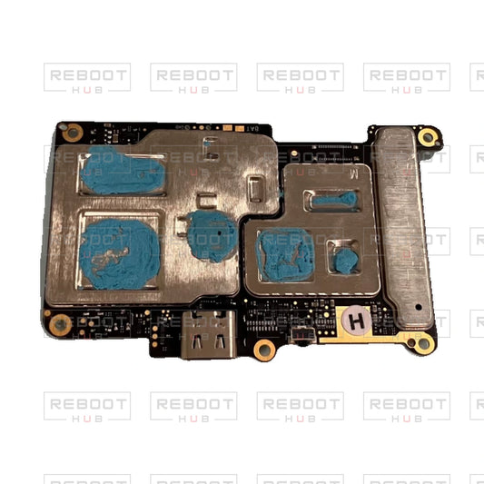 OEM-pulled DJI Flip Motherboard on white with Reboot Hub watermark overlay — view 1