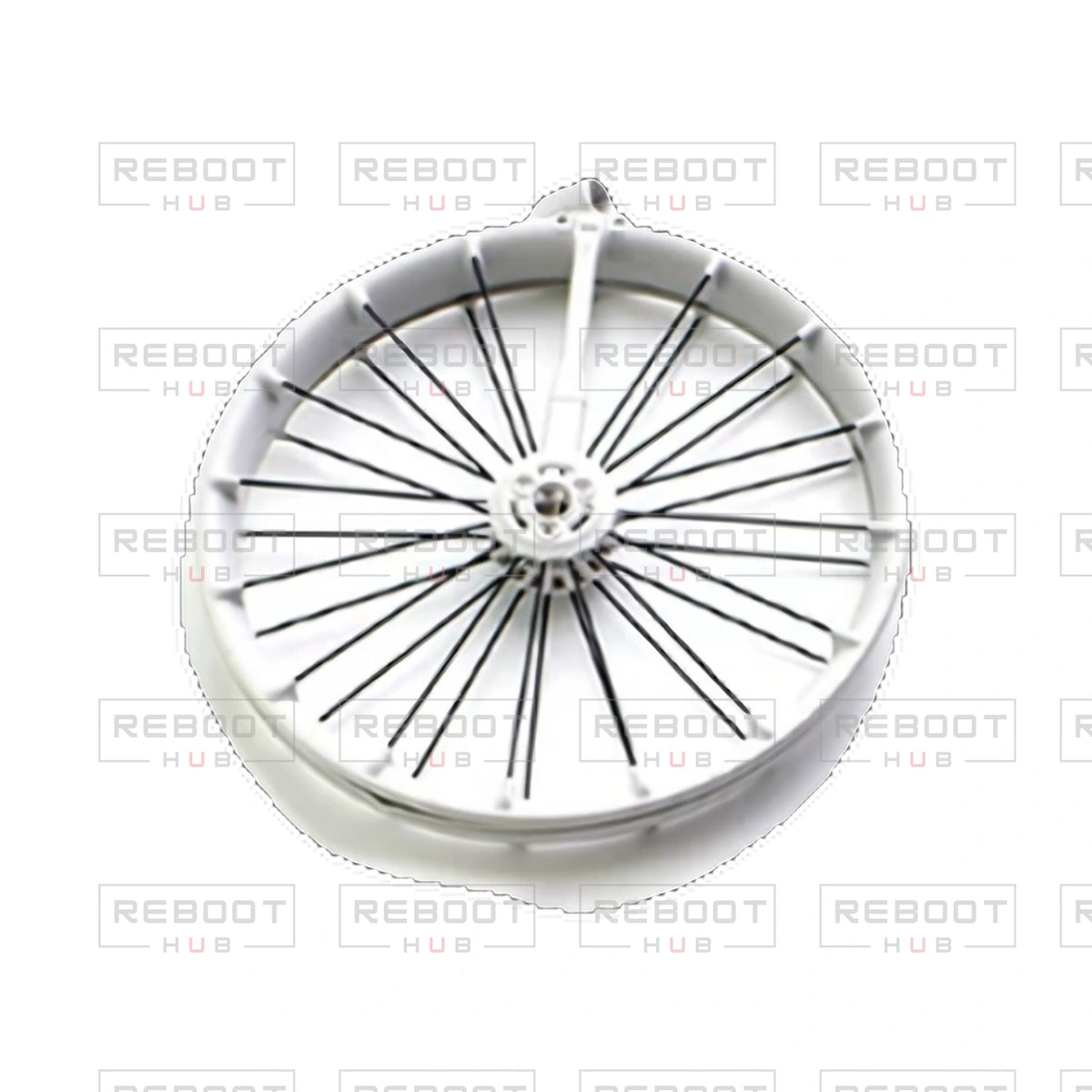 OEM-pulled DJI Flip Rear Propeller Guard Right on white with Reboot Hub watermark overlay — view 1