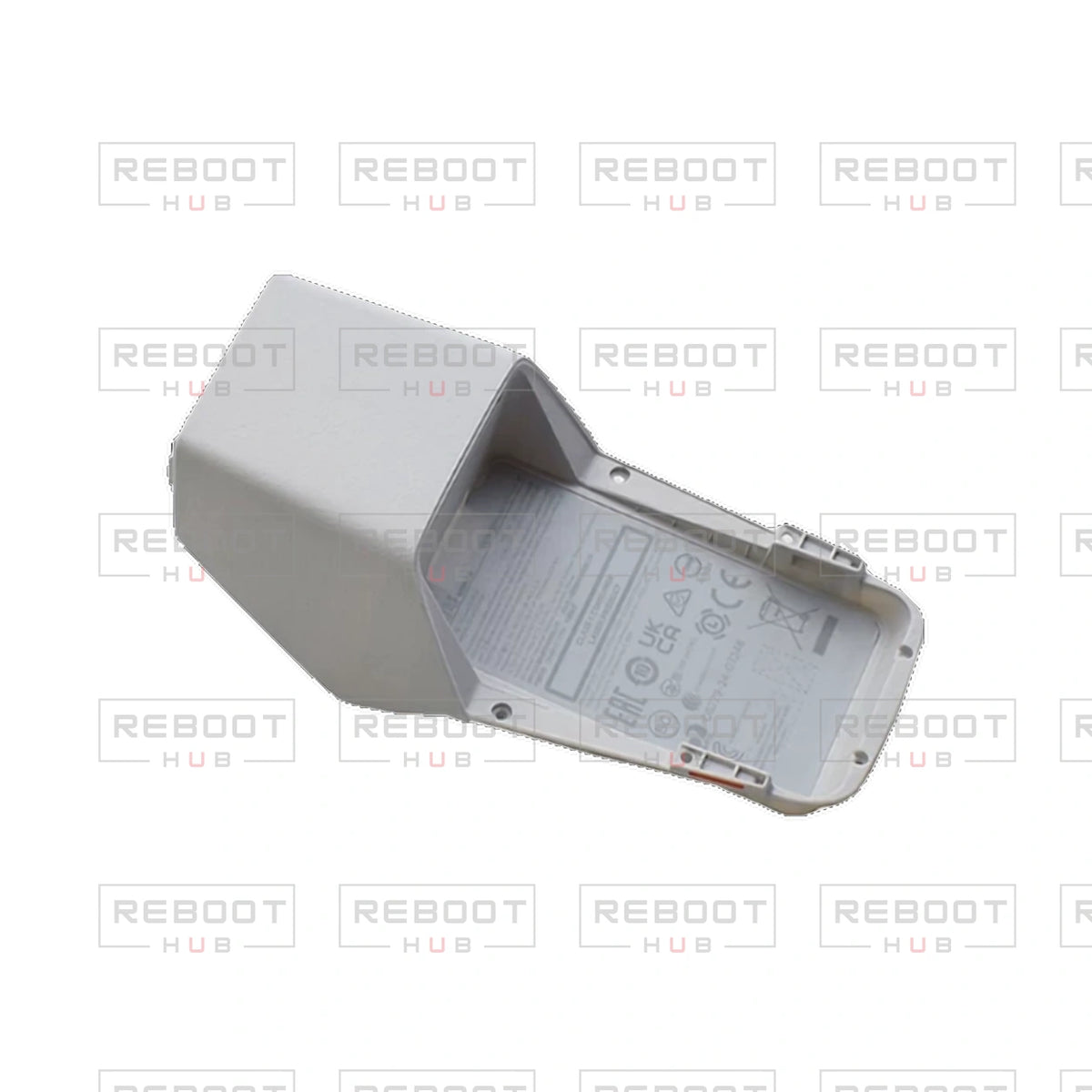 OEM-pulled DJI Flip Upper Shell on white with Reboot Hub watermark overlay — view 1