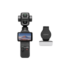 DJI Osmo Pocket 4P camera and fill light from the Standard Combo. Manufacturer reference image; fill light not included with Camera Only.