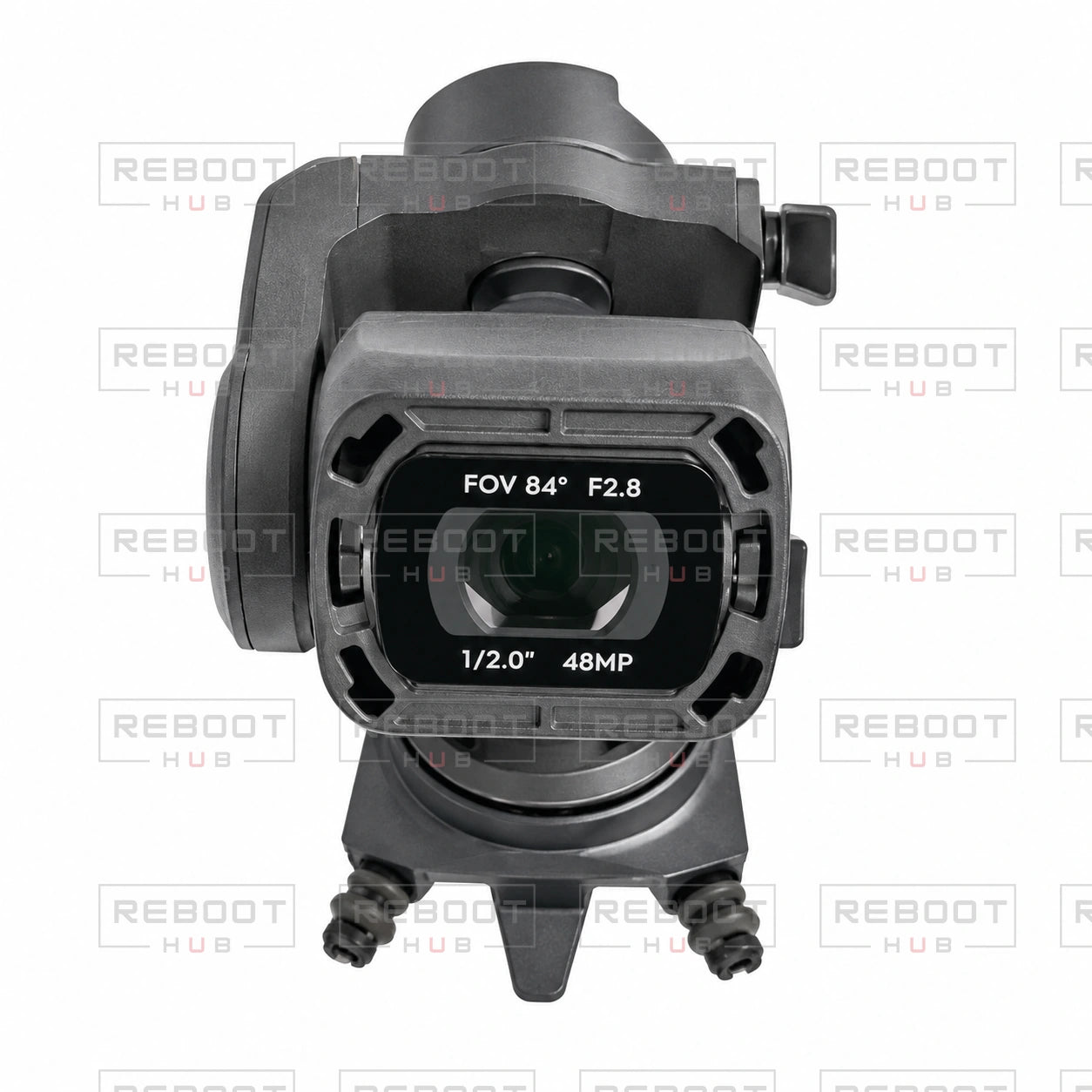 OEM-pulled DJI Mavic Air 2 Gimbal Arm Assembly Module on white with Reboot Hub watermark overlay