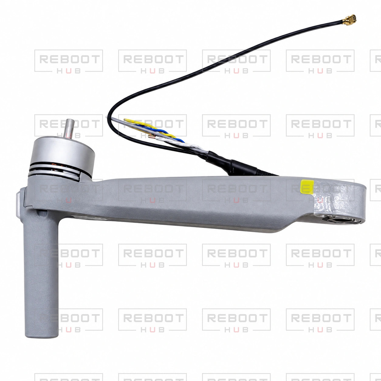 OEM-pulled DJI Air 2S Front Right Arm Module on white with Reboot Hub watermark overlay