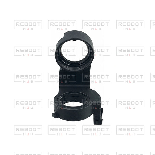DJI Mini 4K Gimbal Axis Arm Lower Bracket - OEM-pulled - original photographed view on white with Reboot Hub watermark