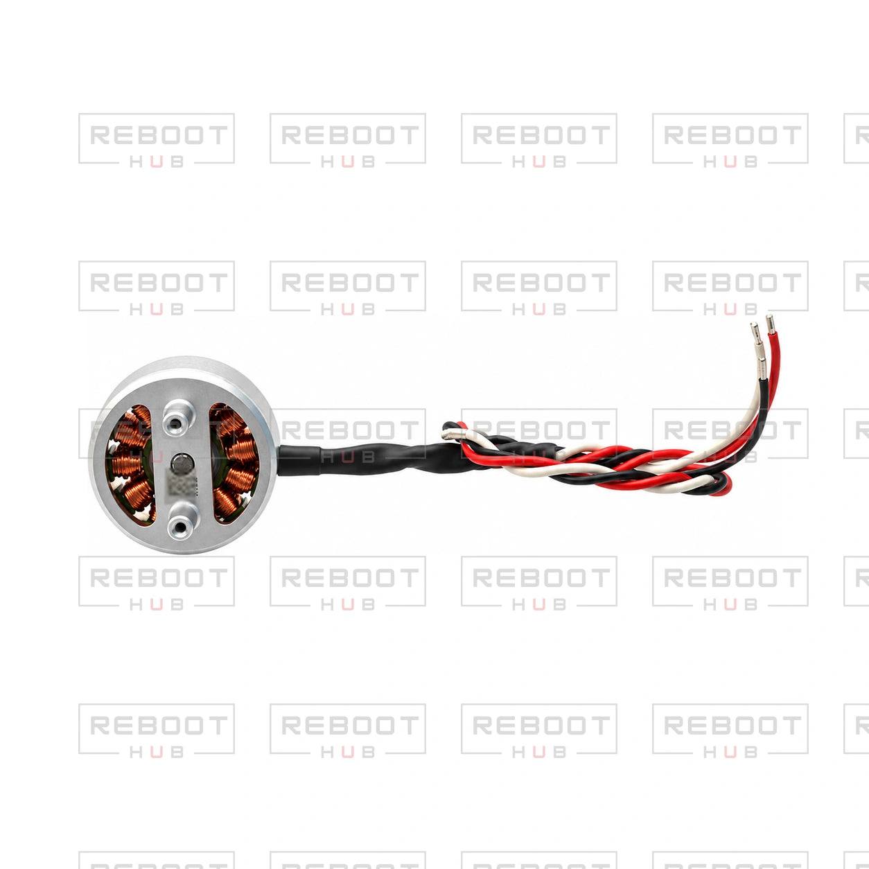 OEM-pulled DJI Mini 3 Pro Arm Motor on white with Reboot Hub watermark overlay