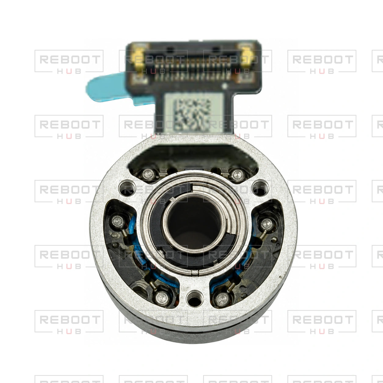 OEM-pulled DJI Mini 3 Pro Gimbal Roll Motor on white with Reboot Hub watermark overlay
